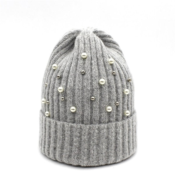 Pearl decorated Beanie - 16 colours available