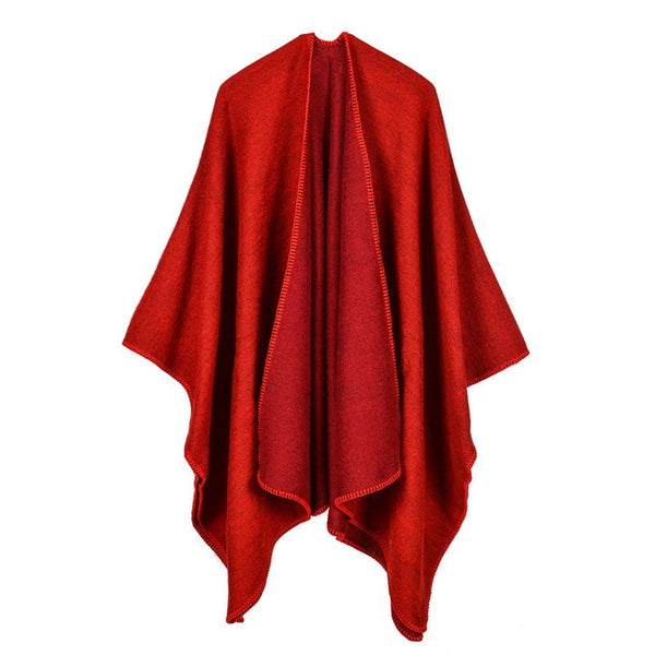 Pilar - Reversible poncho in solid colours
