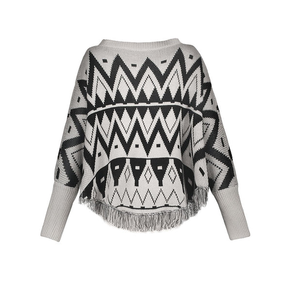 Alina - Poncho with native inspired knit pattern