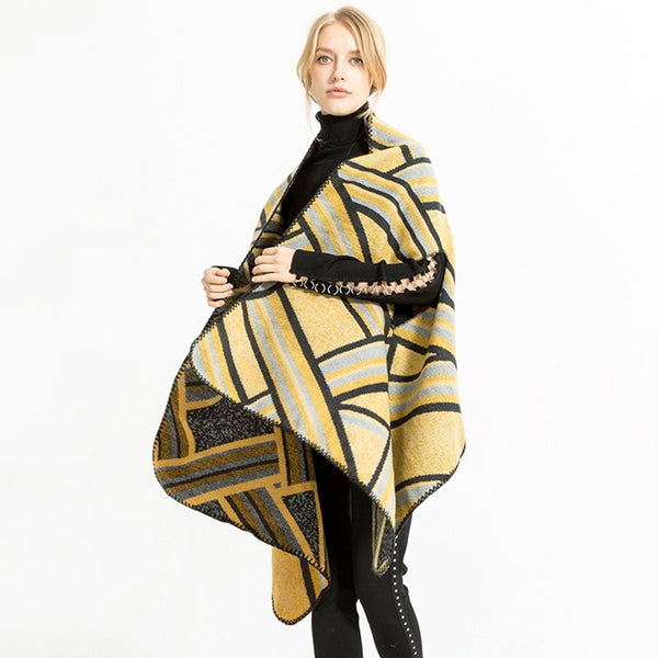 Fran - Cross Striped Yellow or Red Shawl