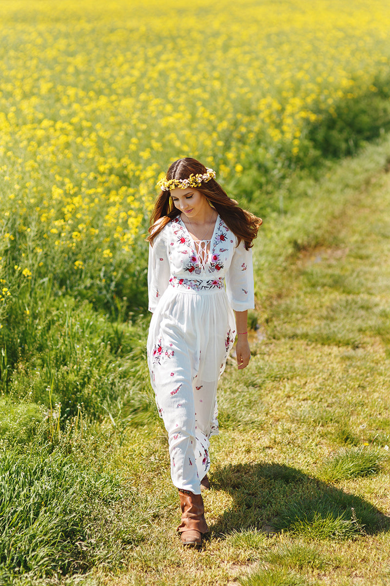 Anne - White boho cotton dress