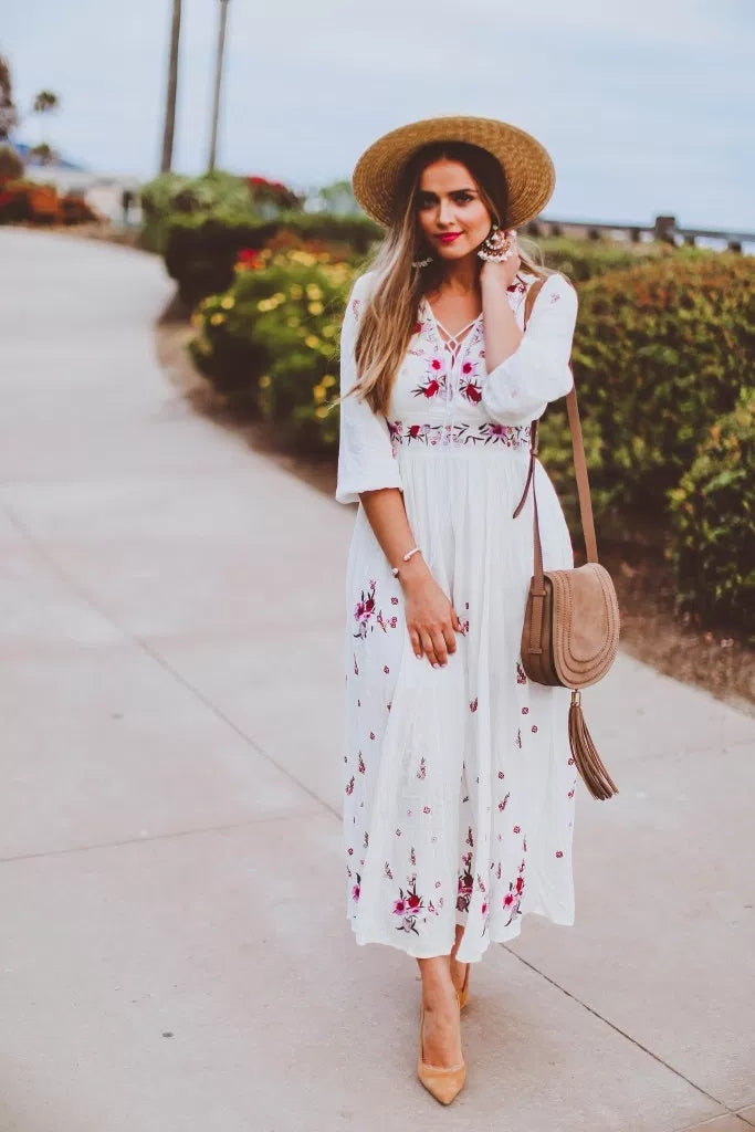 Anne - White boho cotton dress