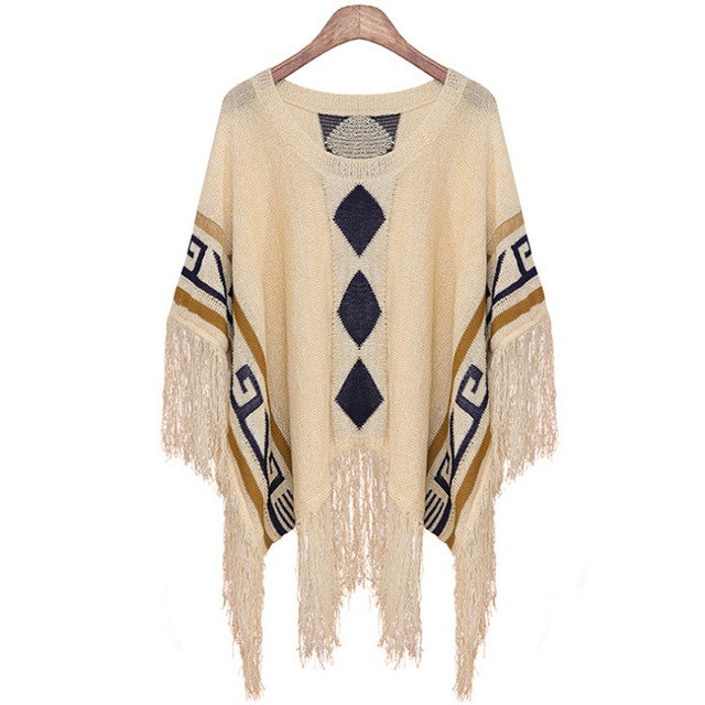 Gina - Batwing poncho with tassels