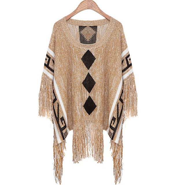 Gina - Batwing poncho with tassels