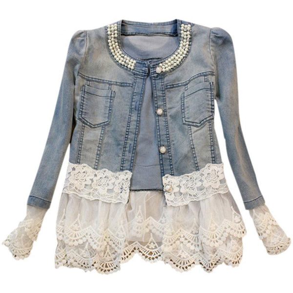 Lilian - Denim light jacket with lace