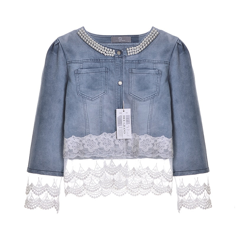 Lilian - Denim light jacket with lace