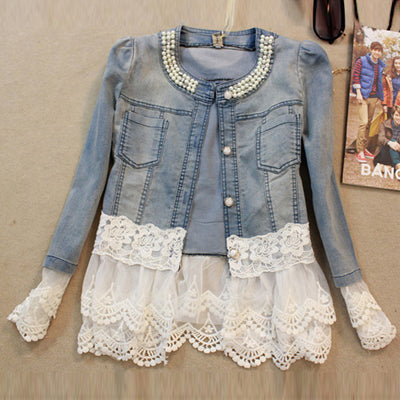 Lilian - Denim light jacket with lace