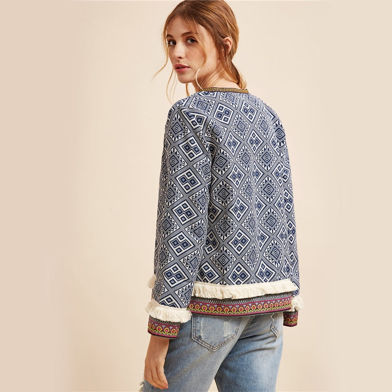 Marlene - Tribal blue embroidered jacket