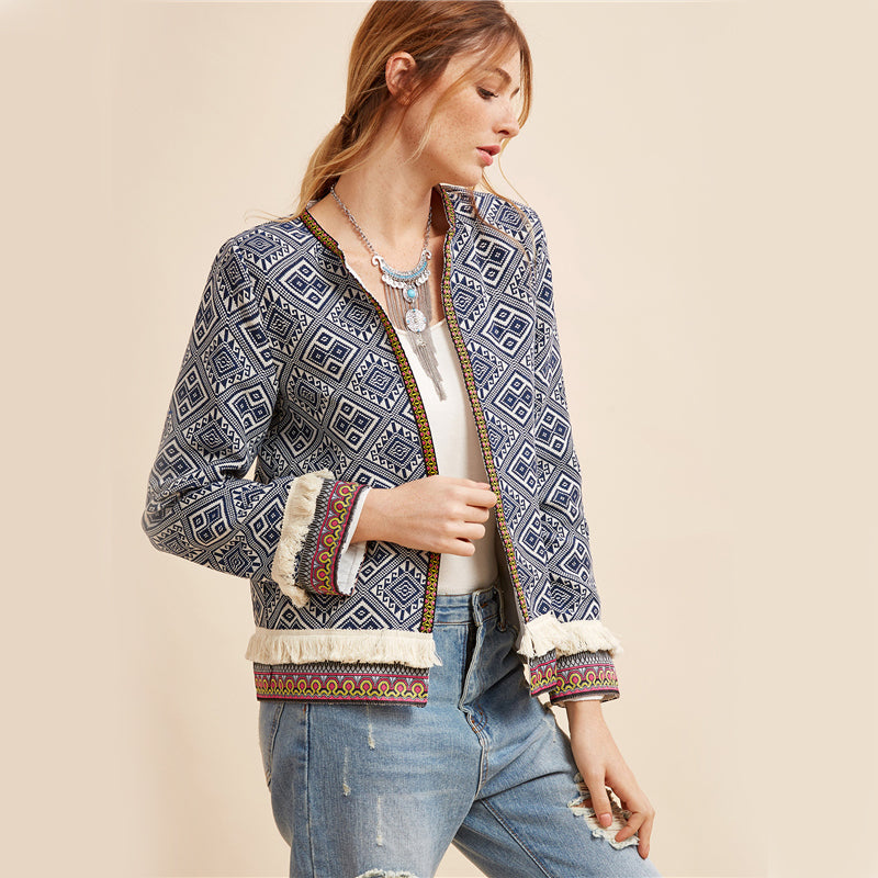 Marlene - Tribal blue embroidered jacket