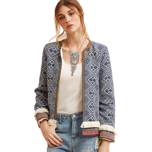 Marlene - Tribal blue embroidered jacket