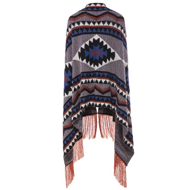 Lorena - Long Scarf Wrap with tassels – Poncho and Sombrero