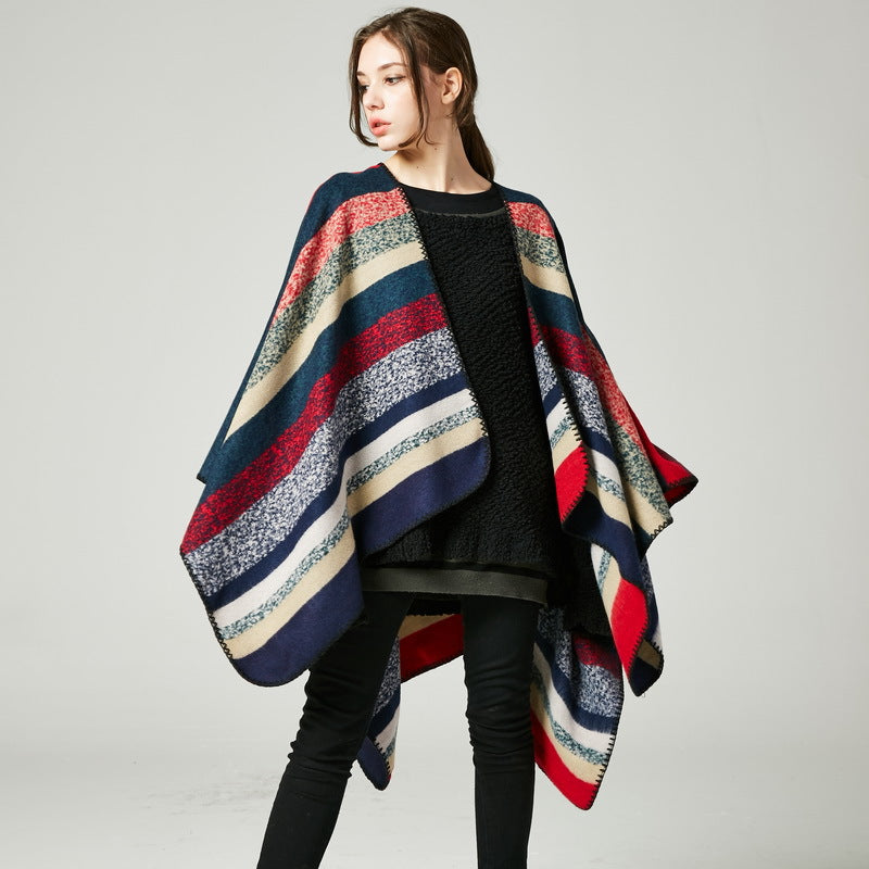 Ileana - Colourful stripped poncho