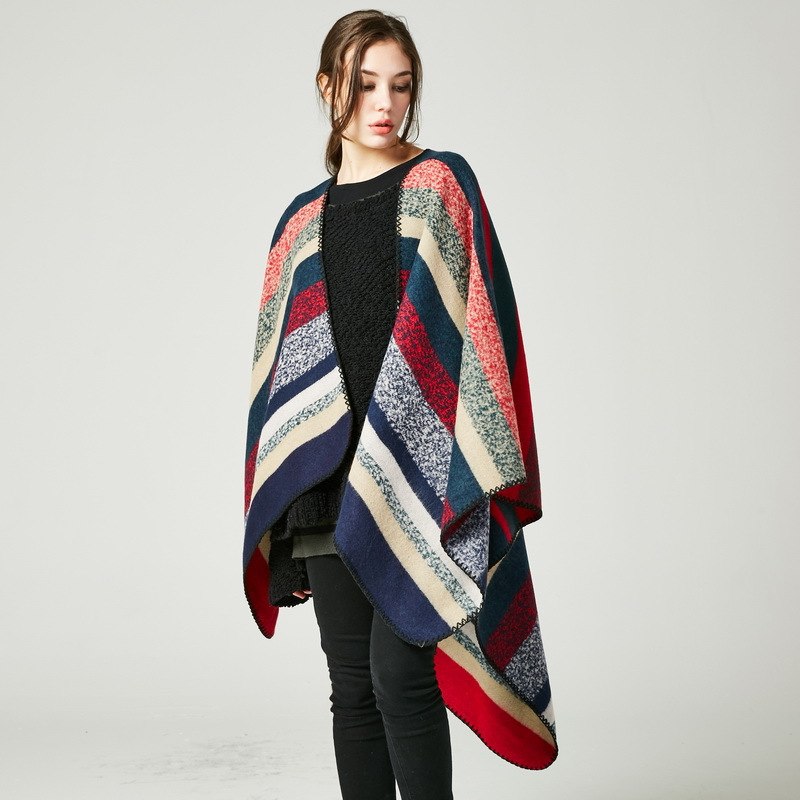 Ileana - Colourful stripped poncho