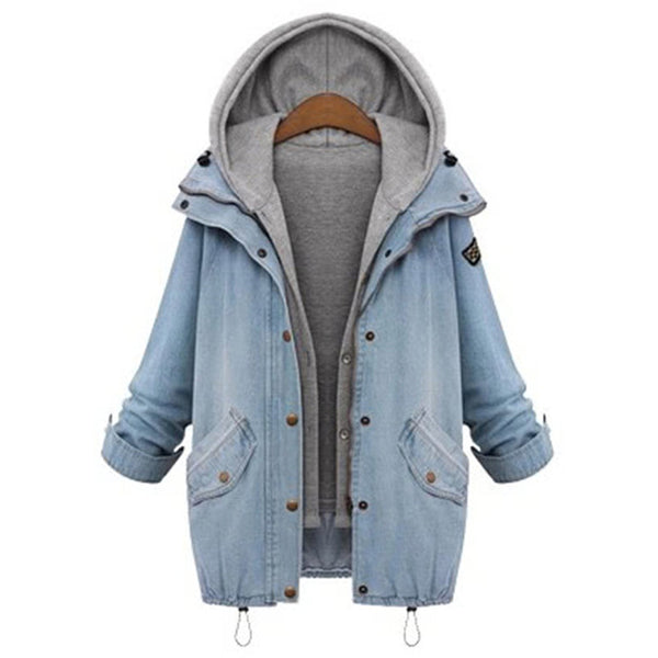 Denim coat hot sale with hood