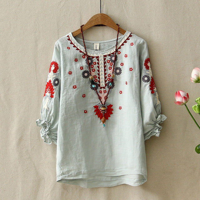 Joan - Ethnic embroidered blouse