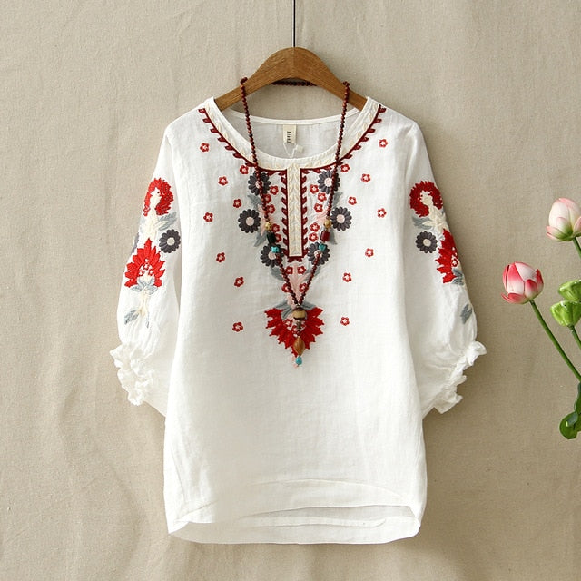 Joan - Ethnic embroidered blouse