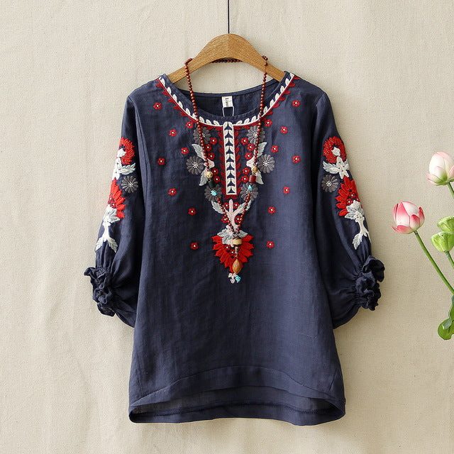 Joan - Ethnic embroidered blouse