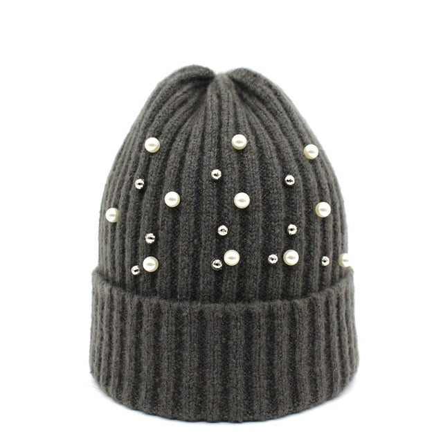 Pearl decorated Beanie - 16 colours available