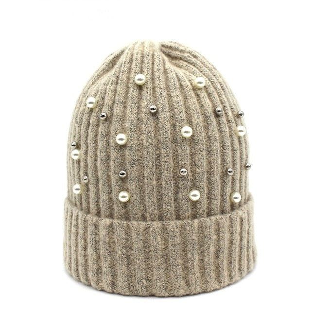 Pearl decorated Beanie - 16 colours available