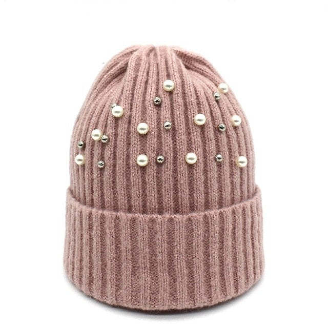 Pearl decorated Beanie - 16 colours available