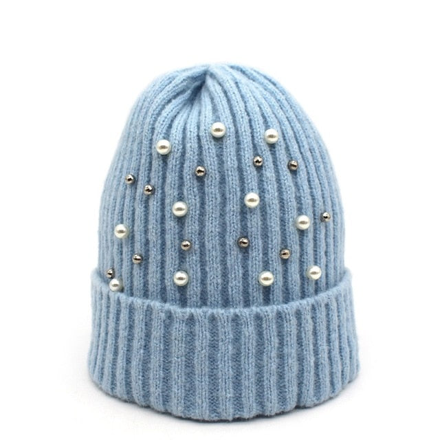 Pearl decorated Beanie - 16 colours available