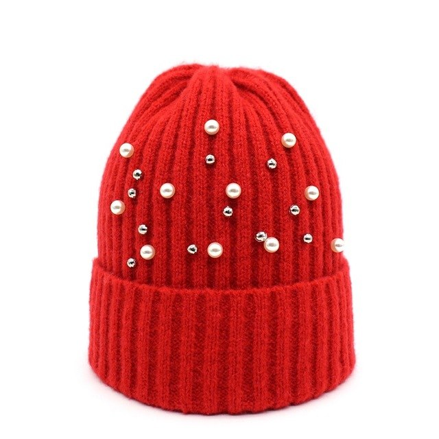 Pearl decorated Beanie - 16 colours available