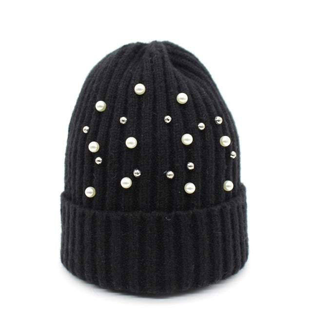 Pearl decorated Beanie - 16 colours available