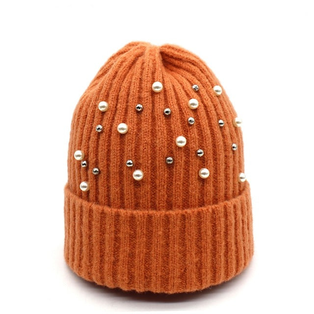 Pearl decorated Beanie - 16 colours available