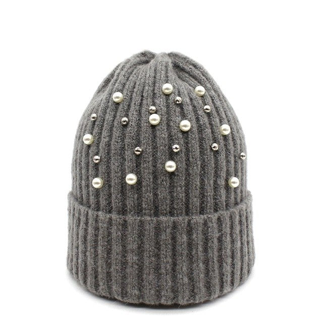 Pearl decorated Beanie - 16 colours available