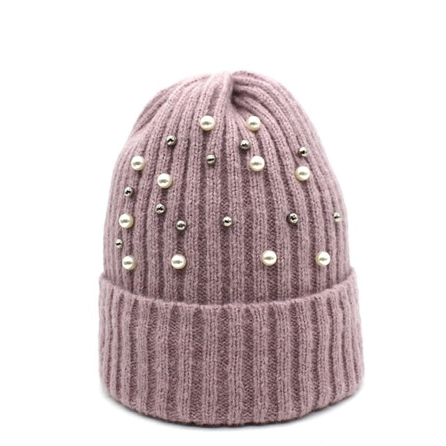 Pearl decorated Beanie - 16 colours available