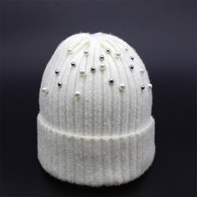 Pearl decorated Beanie - 16 colours available