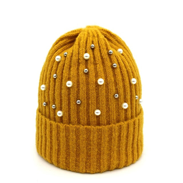 Pearl decorated Beanie - 16 colours available