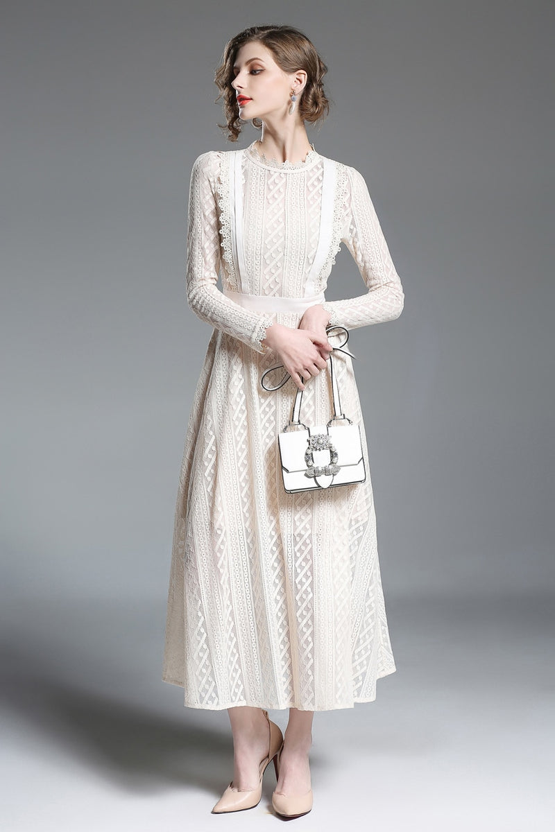 Elizabeth - Beige Vintage Lace Dress