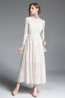 Elizabeth - Beige Vintage Lace Dress