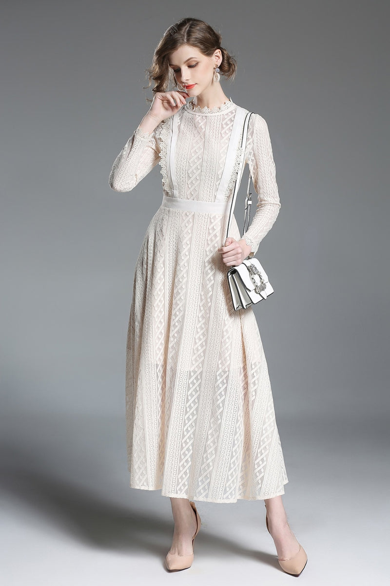 Elizabeth - Beige Vintage Lace Dress