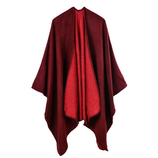 Pilar - Reversible poncho in solid colours – Poncho and Sombrero