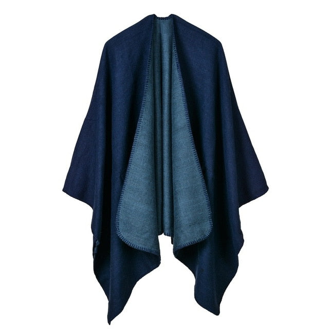 Pilar - Reversible poncho in solid colours