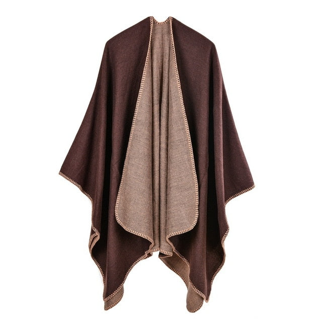 Pilar - Reversible poncho in solid colours