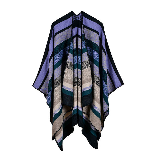 Ileana - Colourful stripped poncho