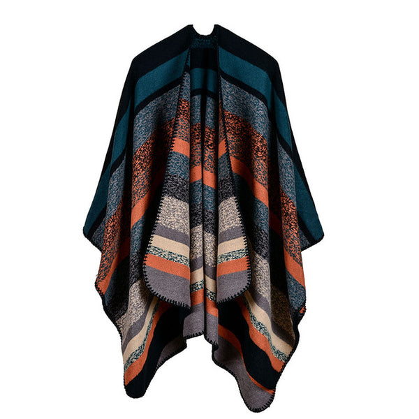 Ileana - Colourful stripped poncho