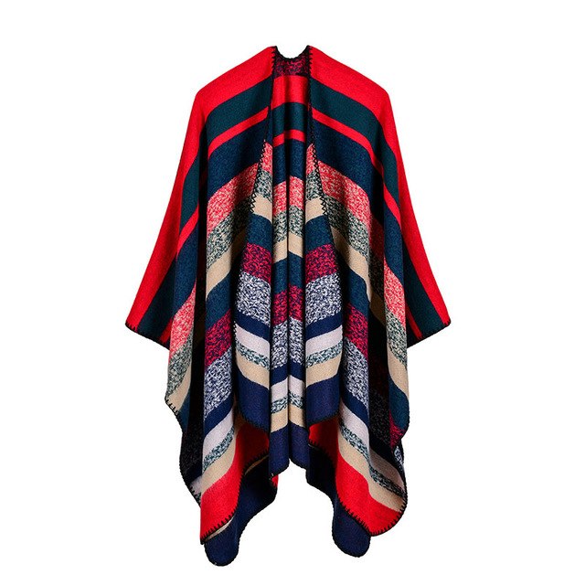 Ileana - Colourful stripped poncho