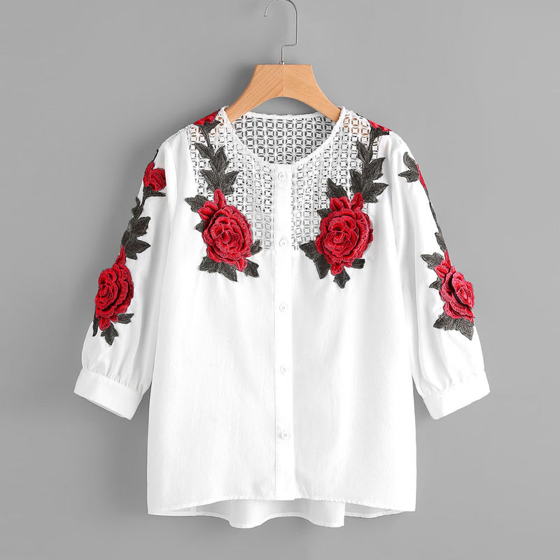 Rose - Casual Embroidered Blouse