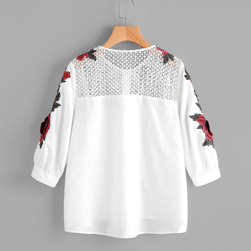 Rose - Casual Embroidered Blouse