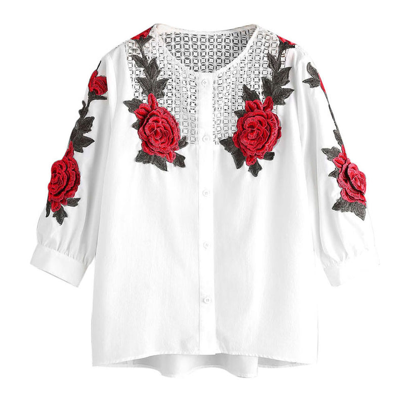 Rose - Casual Embroidered Blouse