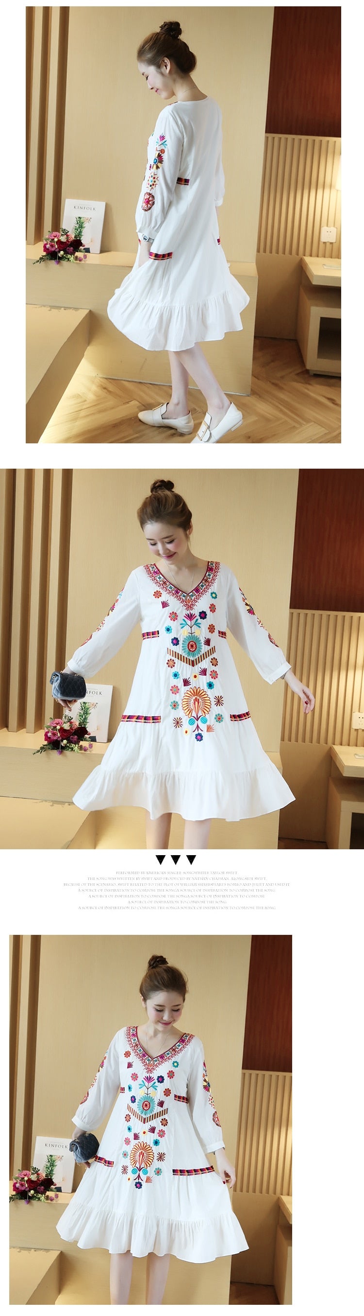 Janice - Hippie Cotton & Linen Dress