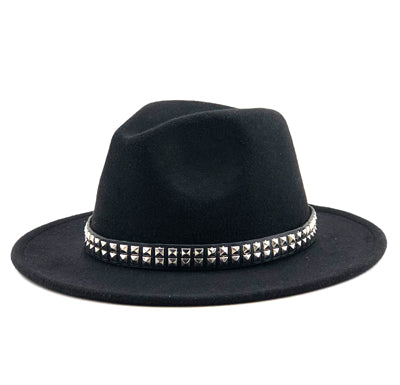 Erin -Fedora with punk style studded band.