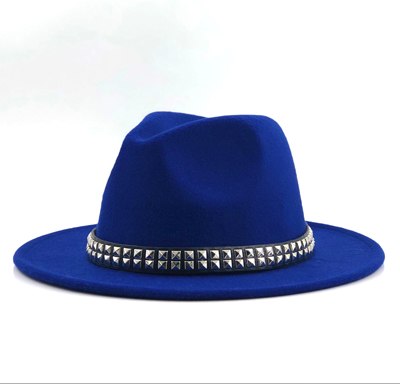 Erin -Fedora with punk style studded band.