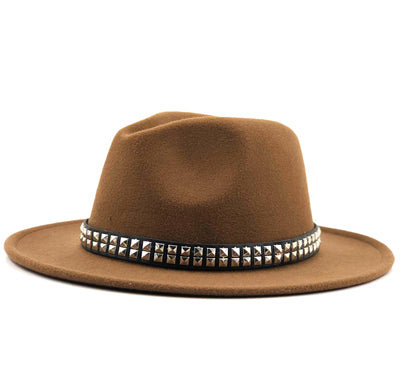 Erin -Fedora with punk style studded band.