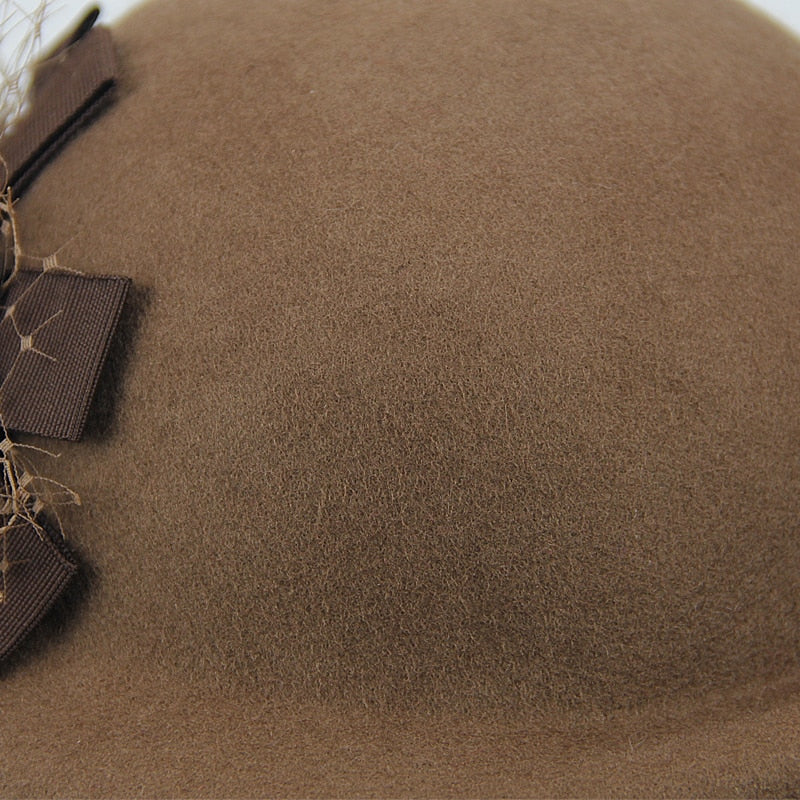 Wool Felt Beret with Flowers