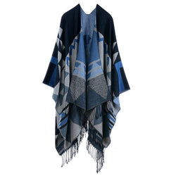 Romi - Long blanket poncho with tassels